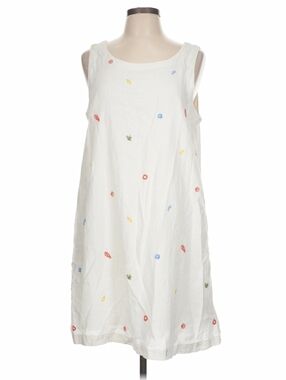 C&C California White Linen Tank Dress with Nautical Embroidery Size XS Lined